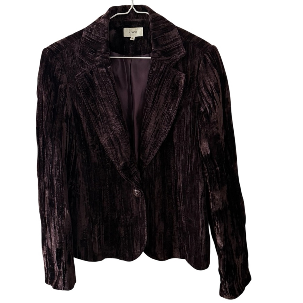 Laura Crushed Velvet Blazer Women’s Size 8 Dark Brown Deep Prune Goth Y2K Formal